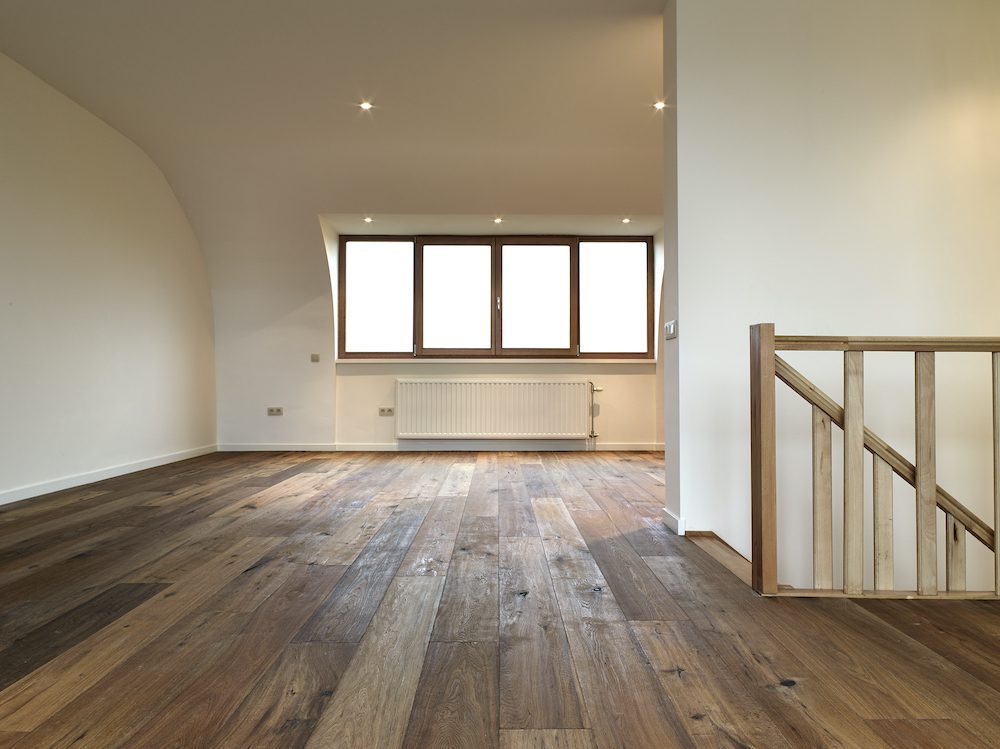 modern interior with wooden floor